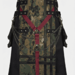Black Canvas Camouflage Kilt with Chains | Men in Kilt