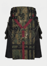 Black Canvas Camouflage Kilt with Chains | Men in Kilt