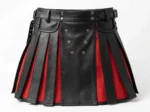 Premium Black and Red Gladiator Leather Kilt - Image 2
