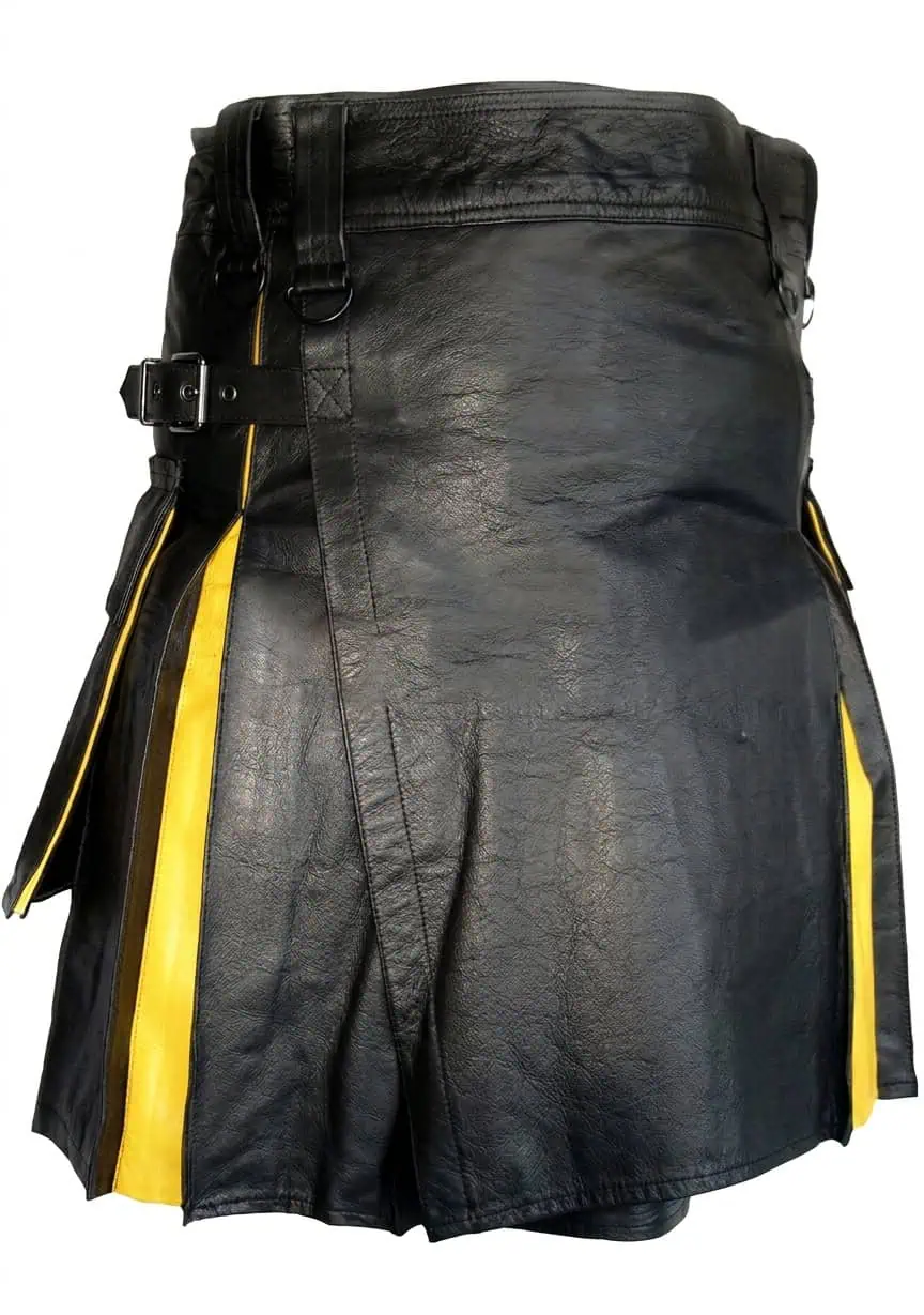 Gemini_Generated_Image_m2dvokm2dvokm2dv Handcrafted Black & Yellow Leather Kilt for Men - Image 1