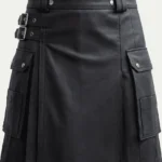 The Iconic Black Leather Kilt | Rugged Utility & Style