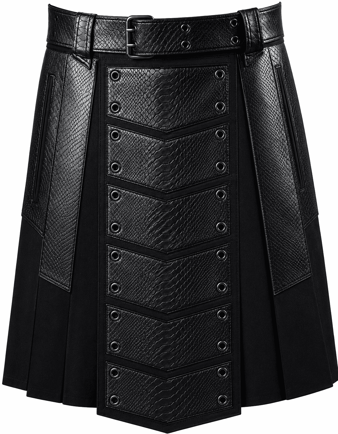 Premium Quality Black Gothic Men Leather Kilt Design 34 (Image 1) Handcrafted Gothic Men's Fashion Scottish Kilt - Image 1