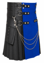 Men's Utility Leather Kilt with Blue Accent Panel - Image 2