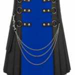 Men's Utility Leather Kilt with Blue Accent Panel