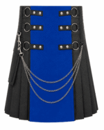 Men's Utility Leather Kilt with Blue Accent Panel