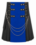 Men's Utility Leather Kilt with Blue Accent Panel