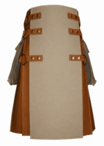 Contemporary Contrast-Trim Leather Scottish Kilt