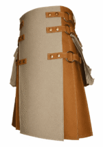 Contemporary Contrast-Trim Leather Scottish Kilt - Image 2