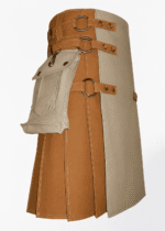 Contemporary Contrast-Trim Leather Scottish Kilt - Image 3