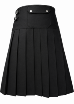 Women's Handcrafted Black Leather Scottish Kilt - Image 2