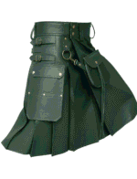 Alternative Festival Wear Green Leather Utility Kilt - Image 2