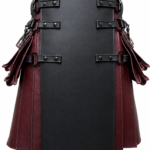 Premium Custom Burgundy Leather Scottish Kilt | Shop Now
