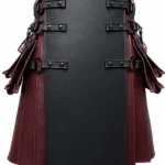 Premium Custom Burgundy Leather Scottish Kilt | Shop Now