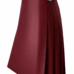 Women's Handcrafted Burgundy Leather Scottish Kilt
