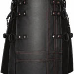 Gothic Black Leather scottish kilt | Industrial Style