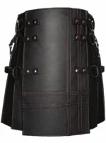 Gothic Black Leather scottish kilt | Industrial Style