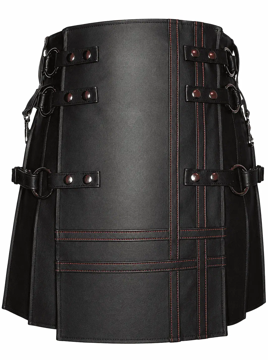 Premium Quality Gothic Style Black Leather Kilt Design 9 (Image 1) Gothic Black Leather scottish kilt | Industrial Style - Image 1