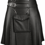 Handcrafted Black Leather scottish kilt | Utility Style