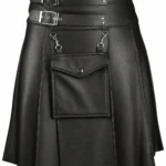 Elite Black Leather Scottish Kilt | Make a Bold Statement