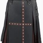 Two-Tone Studded Leather scottish kilt | Gothic Style