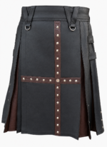 Two-Tone Studded Leather scottish kilt | Gothic Style
