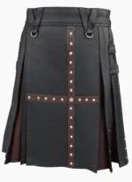Two-Tone Studded Leather scottish kilt | Gothic Style