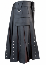 Two-Tone Studded Leather scottish kilt | Gothic Style - Image 2