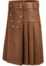 Brown Leather Kilt | Bold men in kilt Style - Image 2