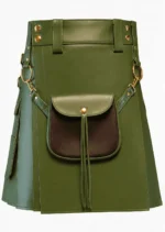 Green Leather Utility Kilt | Versatile kilt for everyone Style