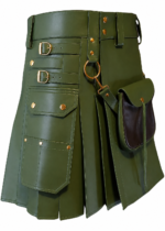 Green Leather Utility Kilt | Versatile kilt for everyone Style - Image 2