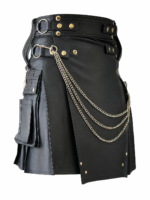 The Iconic Black Leather Utility Kilt | Built for the Bold