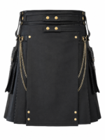 The Iconic Black Leather Utility Kilt | Built for the Bold - Image 3