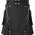 The Iconic Black Leather Utility Kilt | Built for the Bold