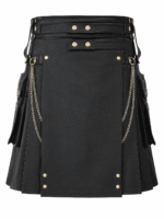 The Iconic Black Leather Utility Kilt | Built for the Bold