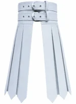 The Modern Vanguard: Men's White Leather Scottish Kilt - Image 2