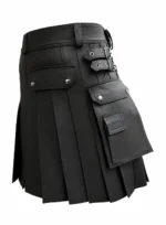 Midnight Armor: Premium Traditional Black Leather Kilt - Image 2
