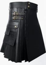 Apex Style: Premium Men's Black Leather Kilt - Image 2