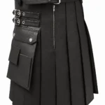 The Ironclad: Premium Black Leather Scottish Kilt