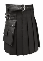 The Ironclad: Premium Black Leather Scottish Kilt