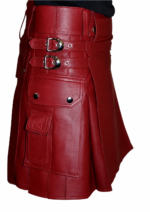 Premium Red Leather Scottish Kilt