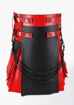 Red and Black Leather Utility Kilt | Statement Wear for Men