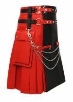 Red and Black Leather Utility Kilt | Statement Wear for Men - Image 3
