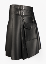 Elite Black Leather Scottish Kilt | Make a Bold Statement