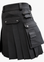 Premium Pure Black Leather Kilt | Built for the Modern Rebel