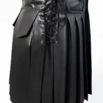 Traditional Black Leather Kilt for Men | Utility Style