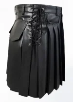 Traditional Black Leather Kilt for Men | Utility Style