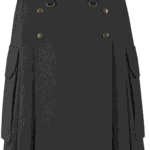 Authentic Traditional Scottish Black Kilt | Cargo Utility Kilt