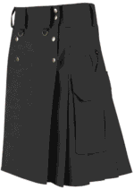 Authentic Traditional Scottish Black Kilt | Cargo Utility Kilt - Image 3