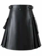 The Ultimate Chain-Accented Black Leather Gothic Kilt - Image 2