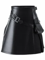 The Ultimate Chain-Accented Black Leather Gothic Kilt